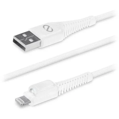 Naztech Rugged Led Mfi Lightning Charge And Sync Cable (4', White)